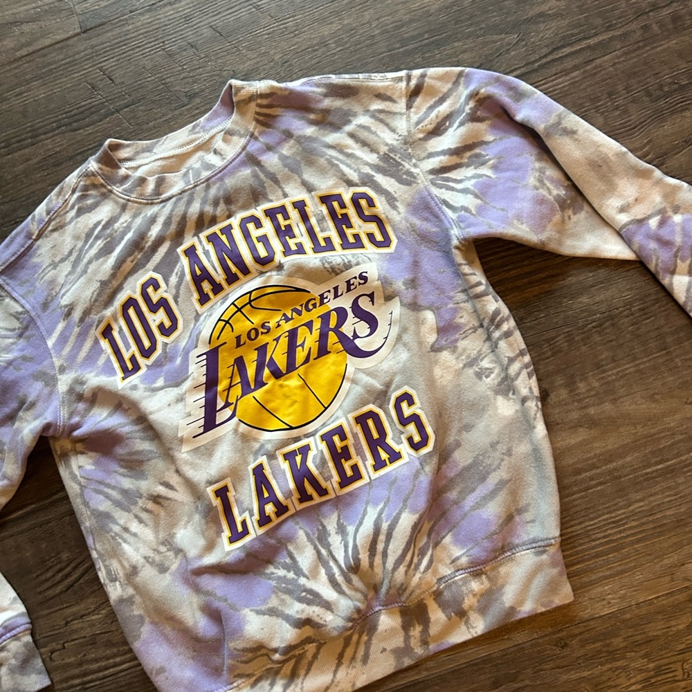 Los Angels Lakers Tie-Dye Crewneck Sweatshirt - Purple/Gold Xsmall - Picture 6 of 7
